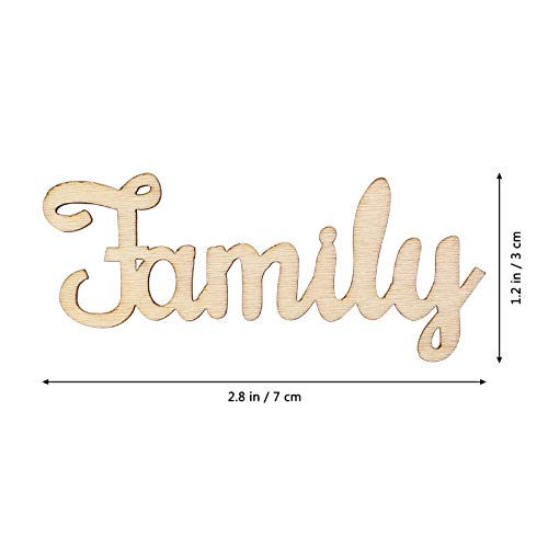 SUPVOX 10pcs Unfinished Family Wood Words Ornaments, Rustic Crafts Wooden Family Letters Alphabet Script for Christmas Tree Crafts Home Wedding DIY