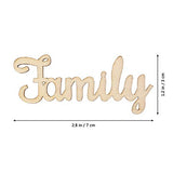 SUPVOX 10pcs Unfinished Family Wood Words Ornaments, Rustic Crafts Wooden Family Letters Alphabet Script for Christmas Tree Crafts Home Wedding DIY SUPVOX