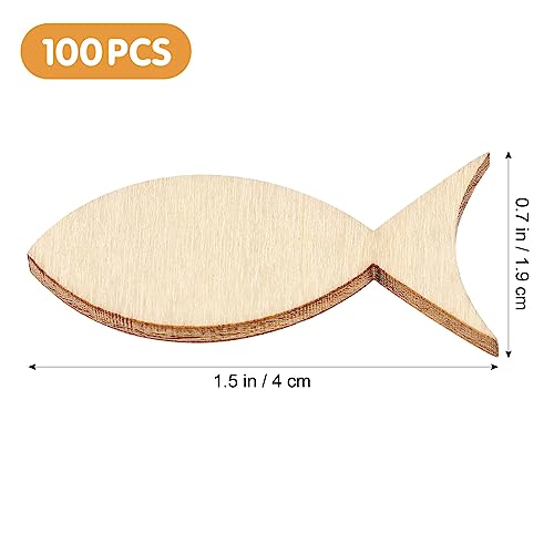 VICASKY 100 Pcs Unfinished Wood Shavings Fish Shape Wood Slices Graffiti Wood Shavings Creative DIY Accessories for Crafts Unfinished Wooden Ocean VICASKY