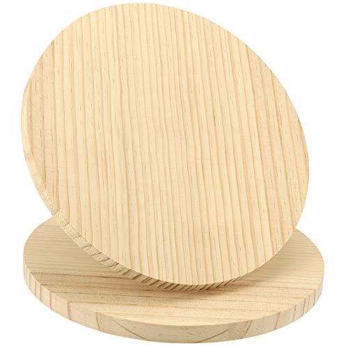 SINJEUN 2 Pack 12 Inches Round Wood Plaque, 3/4 Inch Thick Blank Wooden Hanging Sign, Unfinished Wood Boards with Hanging Hole for DIY Crafts