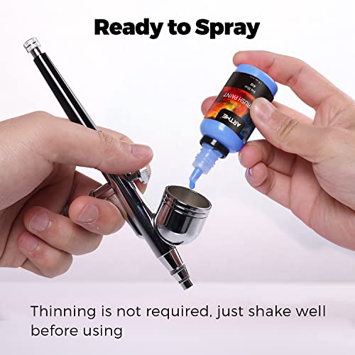 ARTME 24 Colors Airbrush Paint Set Include Metallic and Neon Colors, Opaque & Water Based Acrylic Paint, Leather & Shoe Airbrush Paint Kit for Artme