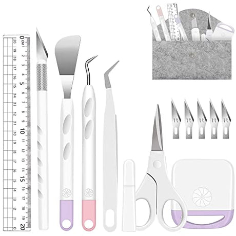 13 Pcs Vinyl Weeding Tools Stainless Steel Plotter Accessories HTV, Precision Carving Craft Hobby Knife Kit +1 Piece Storage Bag, Silhouettes, ImnBest