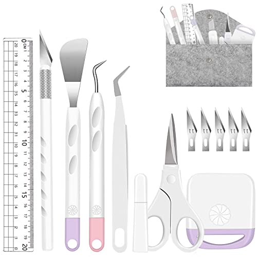 13 Pcs Vinyl Weeding Tools Stainless Steel Plotter Accessories HTV, Precision Carving Craft Hobby Knife Kit +1 Piece Storage Bag, Silhouettes, - WoodArtSupply