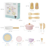 Frogprin 30 PCS Wooden Toy Plates and Dishes for Kids, Play Kitchen Accessories Set, Pretend Play Food Sets for Children Kitchen, Montessori Toys for Frogprin