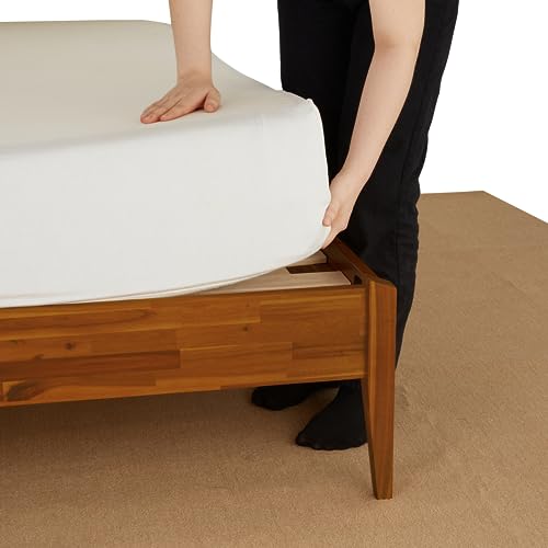 Bme Dinkee Solid Wood King Bed Frame - 15 Inch Modern Minimalist Design with Wood Slat Support Bme