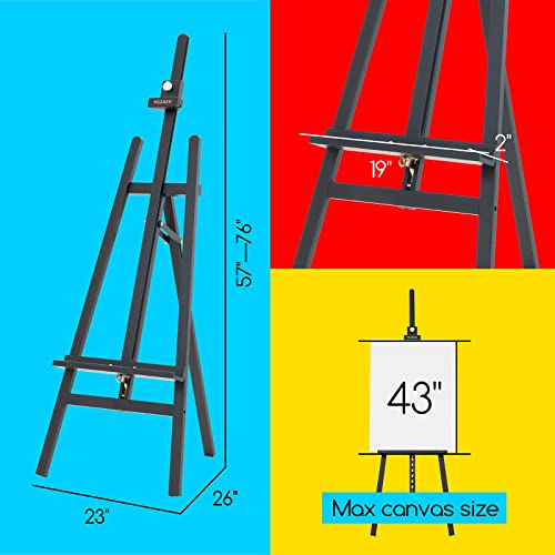 MEEDEN Wooden Art Easel for Painting and Display, Studio Artist Heavy Duty Easel Stand for Adults, Adjustable Angle and Height 57" to 76"H, Holds MEEDEN