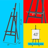 MEEDEN Wooden Art Easel for Painting and Display, Studio Artist Heavy Duty Easel Stand for Adults, Adjustable Angle and Height 57" to 76"H, Holds MEEDEN