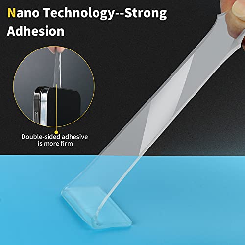 KUSUFEFI Double Sided Adhesive tape Heavy Duty, Double Stick Mounting (2 Rolls, Total 20FT), Clear Two Sided Wall tape Strips, Removable Poster tape KUSUFEFI
