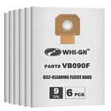 WHI-GN Replacement for BOSCH Bags, VB090F Fleece Filter Bags, compatible with BOSCH 9 Gallon Dust Extractors VAC090 (6 Pack) WHI-GN