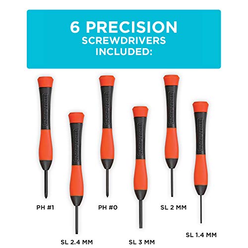 BLACK+DECKER Magnetic Screwdriver Set, Phillips, Flat Head, and Precision Screwdrivers, 12-Piece (BDHT65002) - WoodArtSupply