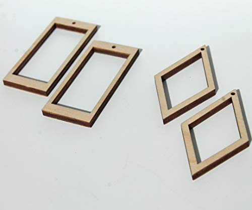 18 Unfinished Wood Laser Cutout Hollow Frame Earrings Jewelry Resin Acrylic Crafts Texan Wood Crafts