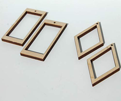 18 Unfinished Wood Laser Cutout Hollow Frame Earrings Jewelry Resin Acrylic Crafts - WoodArtSupply