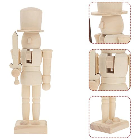 Veemoon Christmas Wooden Unpainted Mini Wooden Figurines DIY Blank Unpainted Nutcracker Puppet Walnut Soldier Ornament Decoration Veemoon