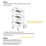 HOMESTEAD 3-Tier Rolling Cart - Heavy Duty Metal Rolling Cart, Lockable Casters, Multifunctional Storage Shelves - Great for Kitchen, Office, HOMESTEAD