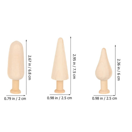 TEHAUX 20pcs Unfinished Wooden Trees, Blank Wooden Peg Dolls 5 Shape Mini Wooden Xmas Tree Craft Natural Small Wooden Tree for Arts Carfts Painting TEHAUX