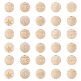 Craftdady 100pcs Unfinished Natural Wooden Beads 16mm Large Hole Rondelle Round Wooden Loose Beads with Engraved Christmas Pattern for DIY Jewelry Craftdady