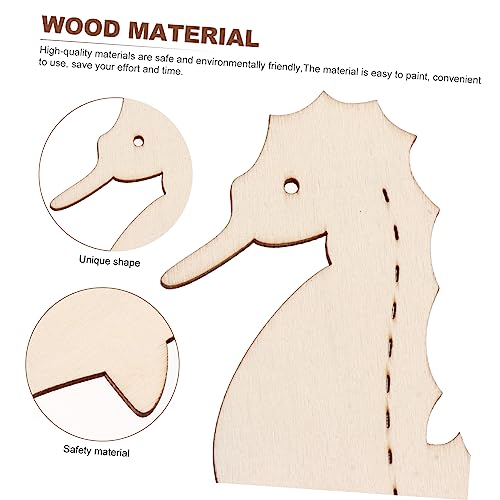 CORHAD 28Pcs Doodle Marine Wood Chips Unfinished Wood Cutout Shapes Wood Seahorse Cutout Wood Nautical Cutout mariposas decorativas para pared Wood CORHAD