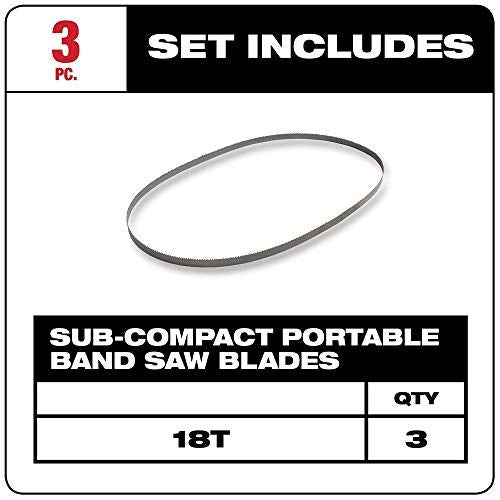 Milwaukee Alloy Steel 48-39-0572 18 TPI Sub-Compact Portable Band Saw Blade For Metal, 3 Per Pack Milwaukee