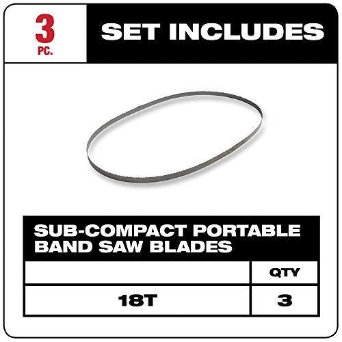 Milwaukee Alloy Steel 48-39-0572 18 TPI Sub-Compact Portable Band Saw Blade For Metal, 3 Per Pack