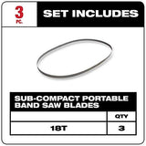 Milwaukee Alloy Steel 48-39-0572 18 TPI Sub-Compact Portable Band Saw Blade For Metal, 3 Per Pack Milwaukee