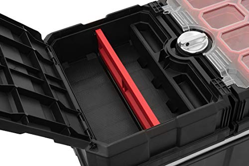 Keter - 241008 Masterloader Resin Rolling Tool Box with Locking System and Removable Bins – Perfect Organization and Storage Chest for Power Drill, Keter