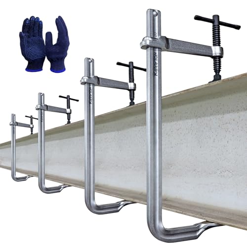 KARRYTON 4-Pack Heavy Duty 12"(300x120mm) F-Clamp w/ 4-3/4" Throat Depth, Bar Size 1"x15/32", 1400LB Clamping Force, Drop Forged Steel Bar Clamps for KARRYTON