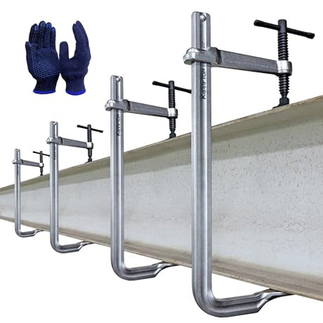 KARRYTON 4-Pack Heavy Duty 12"(300x120mm) F-Clamp w/ 4-3/4" Throat Depth, Bar Size 1"x15/32", 1400LB Clamping Force, Drop Forged Steel Bar Clamps for KARRYTON