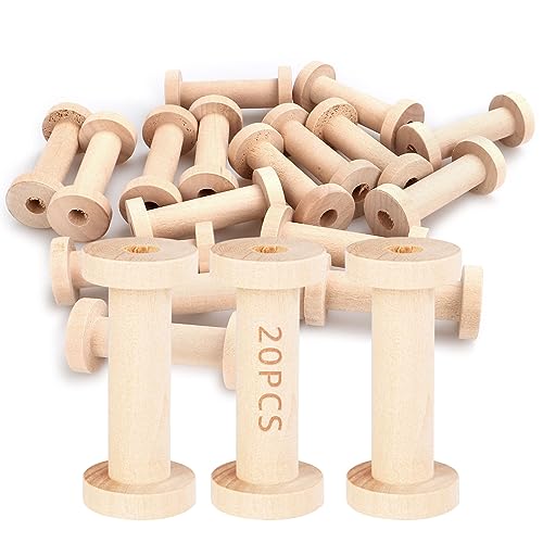 CYEAH 20 PCS Wooden Spools for Crafts, 1.2 x 2.7 Inch Empty Thread Spools for Crafts, Splinter - Free Unfinished Wood Spools for Embroidery and - WoodArtSupply