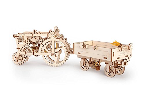 Ugears Bundle 2 in 1 Tractor + Trailer Mechanical 3D Puzzle Eco-friendly Gift DIY Brainteaser Teens Adults Boys Girls Kids Toys UGEARS