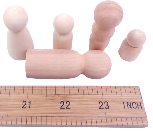 Magikon Pack of 5 Unfinished Peg Dolls, Unpainted Puppet Bodies, Wooden Peg People Marionette Bodies MAGIKON
