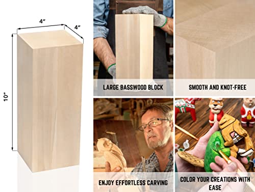 BeaverCraft BW1 Large Basswood Carving Block 10 x 4 x 4 Inches Carving Wood Blocks Whittling Wood Blocks Basswood for Wood Carving Wooden Blocks for BeaverCraft