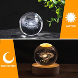 Coyoohouse Glowing Crystal Ball 3D Inner Carved Small Crystal Ball Light with Wood Base, Decorative Creative Gift Luminous Crystal Ball for Christmas Coyoohouse
