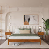 Bme Dinkee Solid Wood King Bed Frame - 15 Inch Modern Minimalist Design with Wood Slat Support Bme