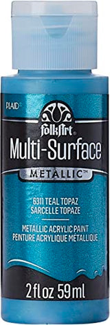 FolkArt Multi-Surface Metallic Paint in Assorted Colors (2 oz), Metallic Teal Topaz FolkArt