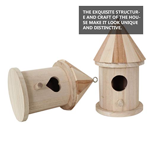 EXCEART 2Pcs Wooden Bird House Unfinished Birdhouse to Paint Hanging Birdhouse for Outside, Garden Patio Decorative - WoodArtSupply