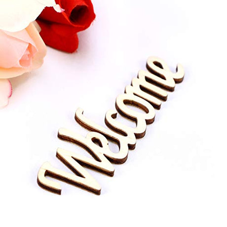 BESPORTBLE Word Welcome Cutout Unfinished Wood Welcome Sign Front Door Plaque Hanger Decor For Home Farmhouse BESPORTBLE