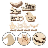 Ciieeo 50Pcs Halloween Wood Chips Ghost Wood Chips Unfinished Wooden Cutouts Unfinished Wood Slices Wooden Gift Tags Wood Jack o Lantern Cutouts Ciieeo