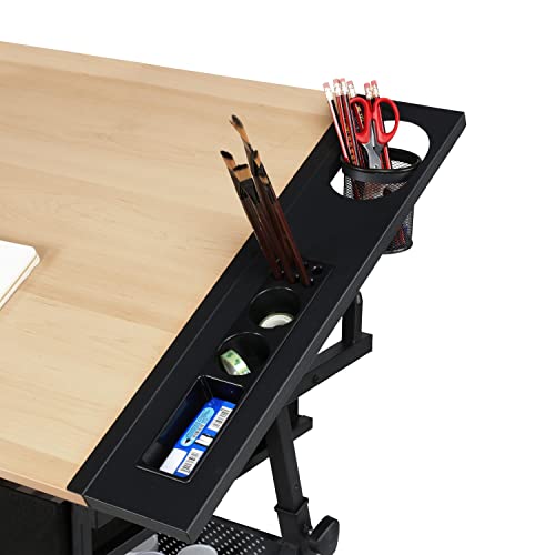 Yaheetech Height Adjustable Drafting Table Drawing Table Artist Desk Tilting Tabletop Art Craft Desk Watercolor Paintings Sketching Work Station w/2 Yaheetech