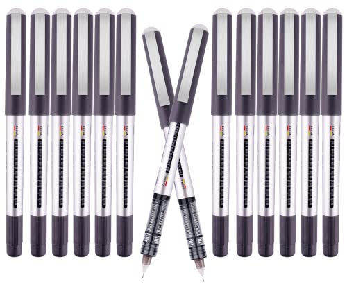 EYEYE 0.5mm Extra Fine Tip Pens Rollerball Black Pens Fine Point, Liquid Ink Roller Ball Pens Black Ink Rollering Ball Point pens, Black Free Ink EYEYE