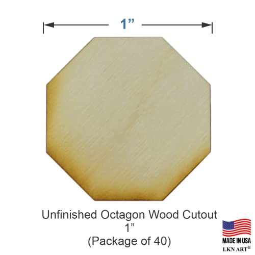 Unfinished Octogon Wood Cutout Available in a Variety of Sizes and Thicknesses (1/4" Thick, 1 Inch (Package of 40)) - WoodArtSupply