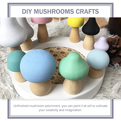 Yardwe 1 Box Wooden Mushroom Ornament DIY Wooden Crafts Wooden Mushroom Models Kids Arts and Crafts Wooden Mushrooms Acorns for Crafts Unpainted Wood Yardwe