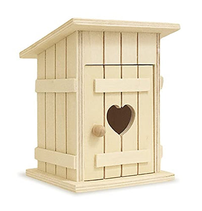 Multicraft Miniature Wood Old Fashioned Outhouse for Dollhouses, Displays, Crafting, & DIY - 3.25 x 4 Inches,Brown,Medium