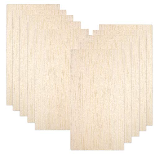 10 Pack Balsa Wood Sheets, Natural Unfinished Wood for House Aircraft Ship Boat DIY Wooden Plate Model, School Projects, Craft Project 100x200x1.5mm