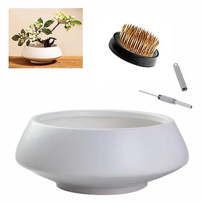 Eggone Ceramic Flower Pot Flower Arrangement Set Japanese Ikebana Floral Art Supplies Flower Bowl Decorative Flower Vase for Centerpieces (Medium