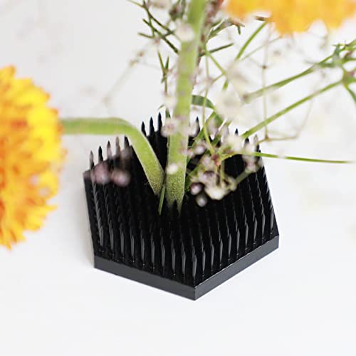 Wazakura Japanese Black Hexagon Ikebana Kenzan Flower Holder 2.6 in (68 mm), Made in Japan Floral Arranging Pin Frog Tool - WoodArtSupply