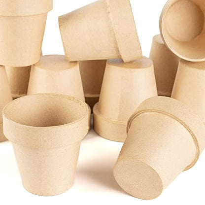 Paper Mache Flower Pots by Factory Direct Craft - (12 Natural Kraft) Unfinished Natural Papier Mache DIY Flowerpots Ready to Decorate, Decoupage, - WoodArtSupply