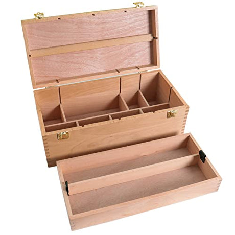 US Art Supply Artist Wood Pastel, Pen, Marker Storage Box with Drawer(s) (Large Tool Box) US Art Supply