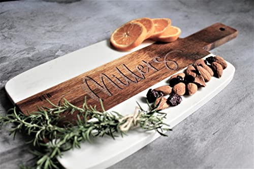 Personalized Marble and Wood Cutting Board Custom Cutting Board Charcuterie Board Christmas Anniversary Wedding Gift Bridal Shower Gift Engagement - WoodArtSupply