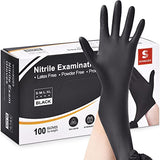 Schneider Nitrile Exam Gloves, Black, Large, 100-ct Box, 4-mil, Latex-Free, Powder-Free, Food-Safe (NBFK7103) Schneider