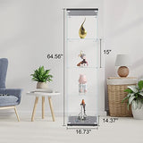 Yoluckea 4-Tier Glass Display Cabinet with Doors - Versatile Curio & Bookshelf for Home and Office Yoluckea